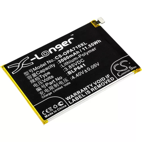 Oppo BLP641 helyettesítő mobiltelefon akkumulátor (Li-Polymer, 3.85V, 3000mAh / 11.55Wh) - Utángyártott