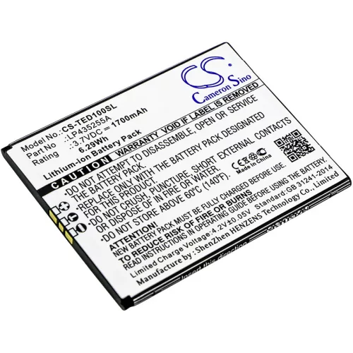 Telefunken LP435255A helyettesítő mobiltelefon akkumulátor (Li-ion, 3.7V, 1700mAh / 6.29Wh) - Utángyártott
