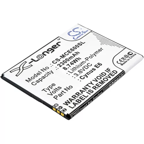 Mobistel Cynus E6 helyettesítő mobiltelefon akkumulátor (Li-Polymer, 3.8V, 2300mAh / 8.74Wh) - Utángyártott