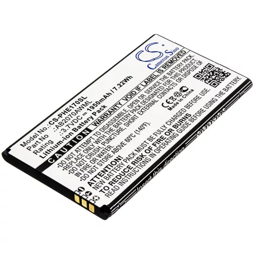 Philips AB2070AWML helyettesítő mobiltelefon akkumulátor (Li-ion, 3.7V, 1950mAh / 7.22Wh) - Utángyártott
