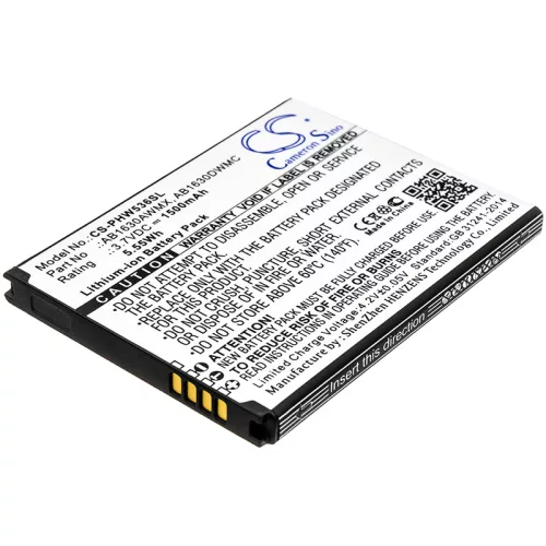 Philips AB1630DWMC helyettesítő mobiltelefon akkumulátor (Li-ion, 3.7V, 1500mAh / 5.55Wh) - Utángyártott