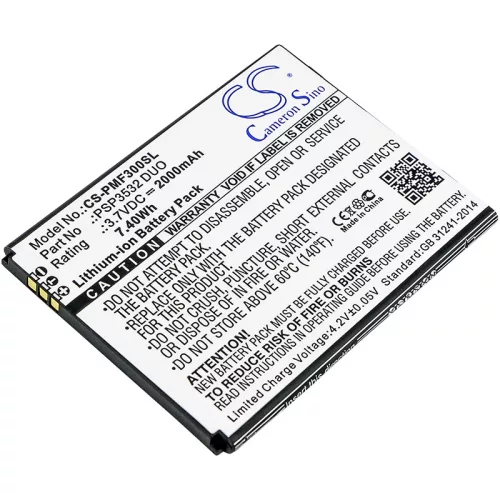Prestigio PSP3532 DUO helyettesítő mobiltelefon akkumulátor (Li-ion, 3.7V, 2000mAh / 7.4Wh) - Utángyártott