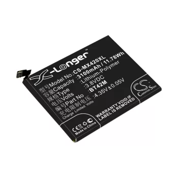   MeiZu BT42M helyettesítő mobiltelefon akkumulátor (Li-Polymer, 3.8V, 3100mAh / 11.78Wh) - Utángyártott