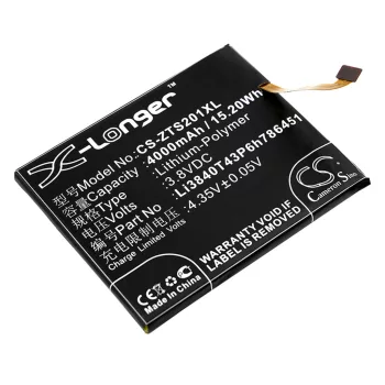   ZTE Li3840T43P6h786451 helyettesítő mobiltelefon akkumulátor (Li-Polymer, 3.8V, 4000mAh / 15.2Wh) - Utángyártott