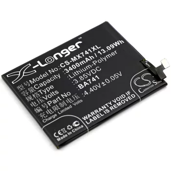   MeiZu BA741 helyettesítő mobiltelefon akkumulátor (Li-Polymer, 3.85V, 3400mAh / 13.09Wh) - Utángyártott