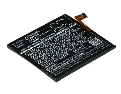 TCL TLP021BB helyettesítő mobiltelefon akkumulátor (Li-Polymer, 3.8V, 2000mAh / 7.6Wh) - Utángyártott