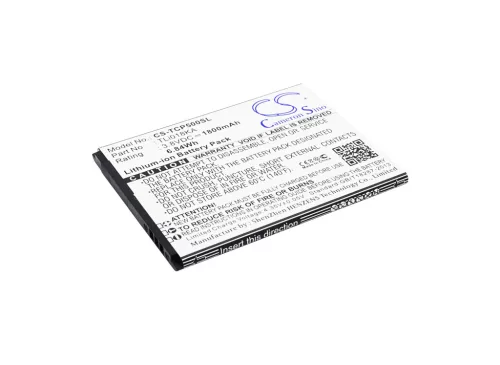 TCL TLi018KA helyettesítő mobiltelefon akkumulátor (Li-ion, 3.8V, 1800mAh / 6.84Wh) - Utángyártott