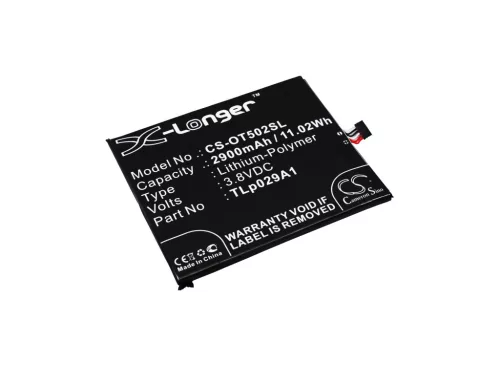 Alcatel TLp029A1 helyettesítő mobiltelefon akkumulátor (Li-Polymer, 3.8V, 2900mAh / 11.02Wh) - Utángyártott