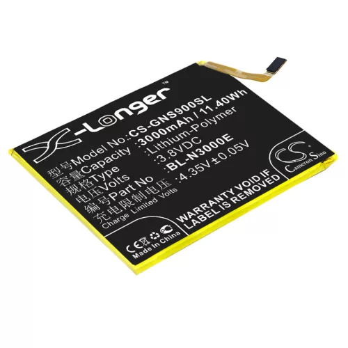 GIONEE BL-N3000E helyettesítő mobiltelefon akkumulátor (Li-Polymer, 3.8V, 3000mAh / 11.4Wh) - Utángyártott