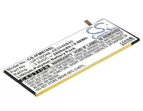 Infocus UP130048 helyettesítő mobiltelefon akkumulátor (Li-Polymer, 3.8V, 2600mAh / 9.88Wh) - Utángyártott