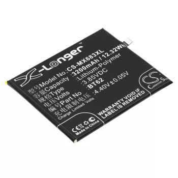   MeiZu BT62 helyettesítő mobiltelefon akkumulátor (Li-Polymer, 3.85V, 3200mAh / 12.32Wh) - Utángyártott