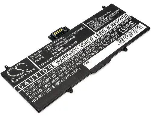 Samsung SP4175A3A(1S2P) helyettesítő tablet akkumulátor (Li-Polymer, 3.7V, 6860mAh / 25.38Wh) - Utángyártott