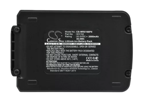 Worx WX152 helyettesítő szerszámgép akkumulátor (Li-ion, 20V, 2000mAh / 40Wh) - Utángyártott