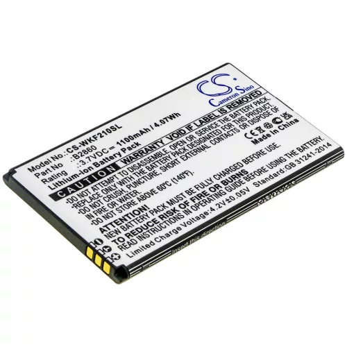Wiko B2860 helyettesítő mobiltelefon akkumulátor (Li-ion, 3.7V, 1100mAh / 4.07Wh) - Utángyártott