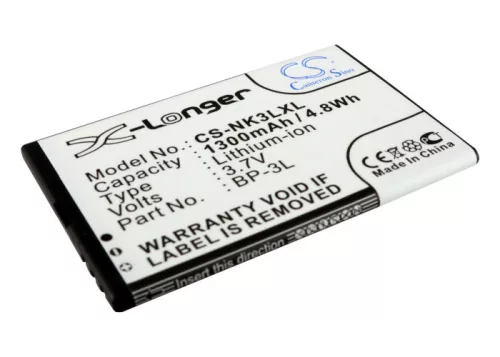 Nokia BP-3L helyettesítő mobiltelefon akkumulátor (Li-ion, 3.7V, 1300mAh / 4.81Wh) - Utángyártott
