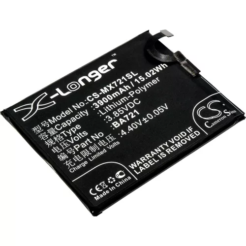 MeiZu BA721 helyettesítő mobiltelefon akkumulátor (Li-Polymer, 3.85V, 3900mAh / 15.02Wh) - Utángyártott