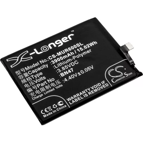 Xiaomi BN47 helyettesítő mobiltelefon akkumulátor (Li-Polymer, 3.85V, 3900mAh / 15.02Wh) - Utángyártott