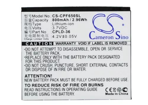 Coolpad CPLD-36 helyettesítő mobiltelefon akkumulátor (Li-ion, 3.7V, 800mAh / 2.96Wh) - Utángyártott