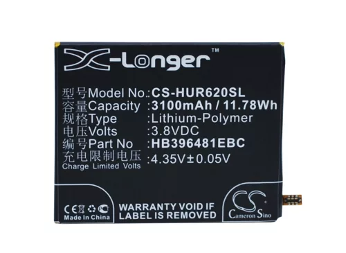 Huawei HB396481EBW helyettesítő mobiltelefon akkumulátor (Li-Polymer, 3.8V, 3100mAh / 11.78Wh) - Utángyártott
