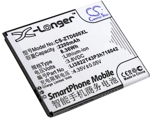 ZTE LI3822T43P3h716042 helyettesítő mobiltelefon akkumulátor (Li-ion, 3.8V, 2200mAh / 8.36Wh) - Utángyártott