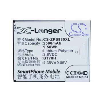   ZOPO BT78H helyettesítő mobiltelefon akkumulátor (Li-Polymer, 3.8V, 2500mAh / 9.5Wh) - Utángyártott