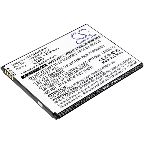Wiko LT25H446077J helyettesítő mobiltelefon akkumulátor (Li-ion, 3.8V, 2300mAh / 8.74Wh) - Utángyártott