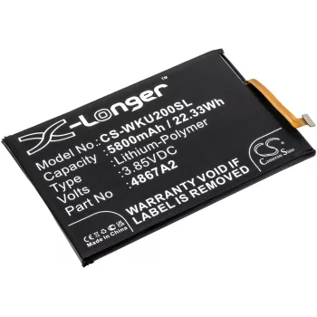   Wiko 4867A2 helyettesítő mobiltelefon akkumulátor (Li-Polymer, 3.85V, 5800mAh / 22.33Wh) - Utángyártott