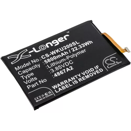 Wiko 4867A2 helyettesítő mobiltelefon akkumulátor (Li-Polymer, 3.85V, 5800mAh / 22.33Wh) - Utángyártott