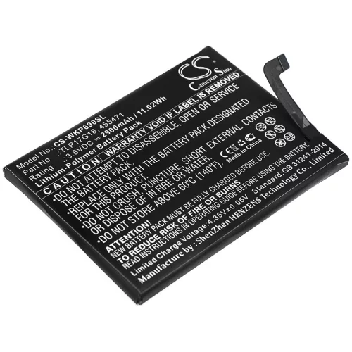 Wiko TLP17G18 helyettesítő mobiltelefon akkumulátor (Li-Polymer, 3.8V, 2900mAh / 11.02Wh) - Utángyártott