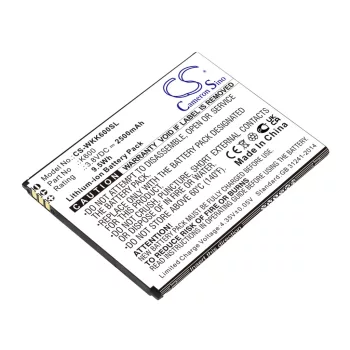   Wiko K600 helyettesítő mobiltelefon akkumulátor (Li-ion, 3.8V, 2500mAh / 9.5Wh) - Utángyártott