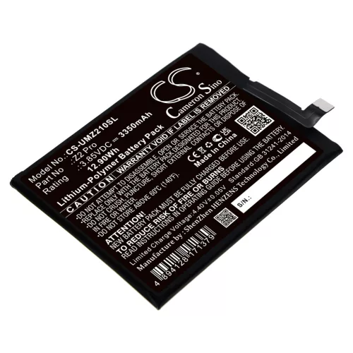 UMI Z2 Pro helyettesítő mobiltelefon akkumulátor (Li-Polymer, 3.85V, 3350mAh / 12.9Wh) - Utángyártott