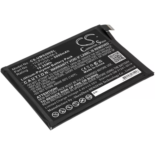 UMI 1ICP/5/64/58-2 helyettesítő mobiltelefon akkumulátor (Li-Polymer, 3.85V, 5000mAh / 19.25Wh) - Utángyártott