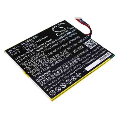 Acer KT.0020Q.001 helyettesítő tablet akkumulátor (Li-Polymer, 3.7V, 8300mAh / 30.71Wh) - Utángyártott