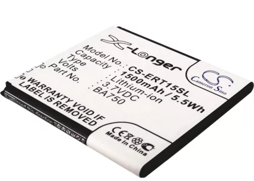 Sony Ericsson BA750 helyettesítő mobiltelefon akkumulátor (Li-ion, 3.7V, 1500mAh / 5.55Wh) - Utángyártott