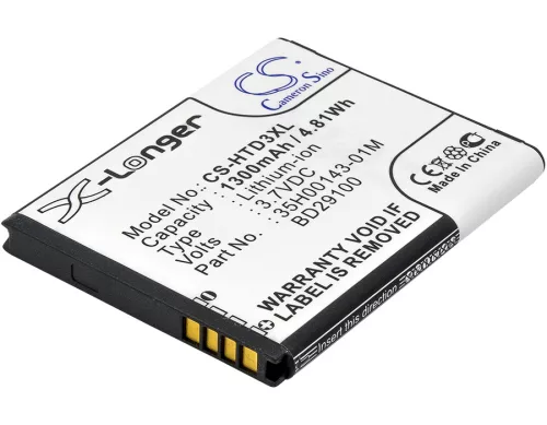 HTC BD29100 helyettesítő mobiltelefon akkumulátor (Li-ion, 3.7V, 1300mAh / 4.81Wh) - Utángyártott