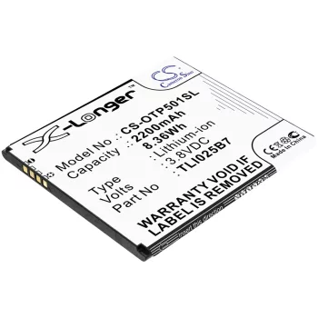   Alcatel TLI025B7 helyettesítő mobiltelefon akkumulátor (Li-ion, 3.8V, 2200mAh / 8.36Wh) - Utángyártott