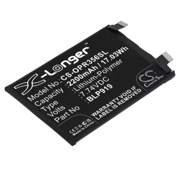   Oppo BLP919 helyettesítő mobiltelefon akkumulátor (Li-Polymer, 7.74V, 2200mAh / 17.03Wh) - Utángyártott