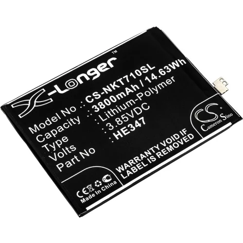 Nokia HE347 helyettesítő mobiltelefon akkumulátor (Li-Polymer, 3.85V, 3800mAh / 14.63Wh) - Utángyártott