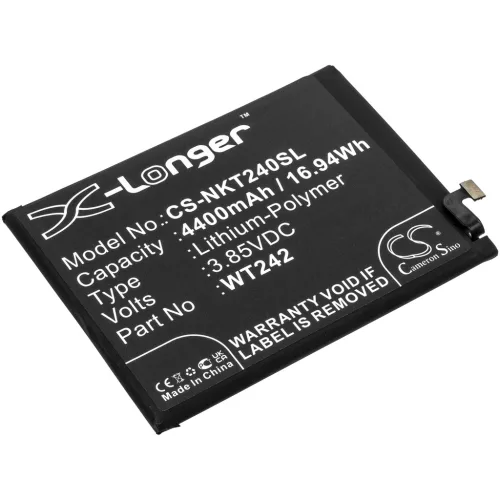 Nokia WT242 helyettesítő mobiltelefon akkumulátor (Li-Polymer, 3.85V, 4400mAh / 16.94Wh) - Utángyártott