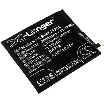   MeiZu BA712 helyettesítő mobiltelefon akkumulátor (Li-Polymer, 3.85V, 2900mAh / 11.17Wh) - Utángyártott