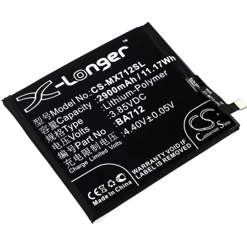 MeiZu BA712 helyettesítő mobiltelefon akkumulátor (Li-Polymer, 3.85V, 2900mAh / 11.17Wh) - Utángyártott