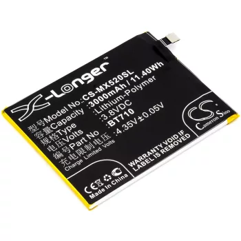   MeiZu BT710 helyettesítő mobiltelefon akkumulátor (Li-Polymer, 3.8V, 3000mAh / 11.4Wh) - Utángyártott