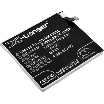   MeiZu BT43 helyettesítő mobiltelefon akkumulátor (Li-Polymer, 3.8V, 2400mAh / 9.12Wh) - Utángyártott