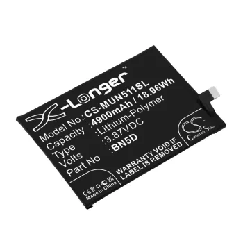   Redmi BN5D helyettesítő mobiltelefon akkumulátor (Li-Polymer, 3.87V, 4900mAh / 18.96Wh) - Utángyártott