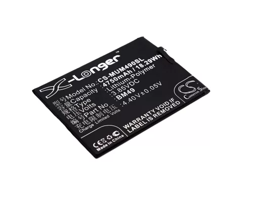 Xiaomi BM49 helyettesítő mobiltelefon akkumulátor (Li-Polymer, 3.85V, 4750mAh / 18.29Wh) - Utángyártott