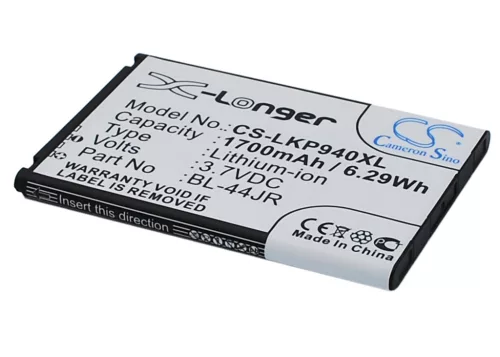 LG BL-44JR helyettesítő mobiltelefon akkumulátor (Li-ion, 3.7V, 1700mAh / 6.29Wh) - Utángyártott