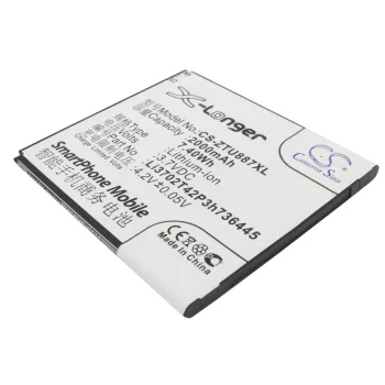   ZTE Li3702T42P3h736445 helyettesítő mobiltelefon akkumulátor (Li-ion, 3.7V, 2000mAh / 7.4Wh) - Utángyártott