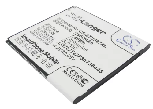 ZTE Li3702T42P3h736445 helyettesítő mobiltelefon akkumulátor (Li-ion, 3.7V, 2000mAh / 7.4Wh) - Utángyártott