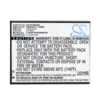   ZTE Li3825T43P3H846739 helyettesítő mobiltelefon akkumulátor (Li-ion, 3.7V, 2000mAh / 7.4Wh) - Utángyártott