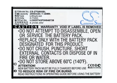 ZTE Li3825T43P3H846739 helyettesítő mobiltelefon akkumulátor (Li-ion, 3.7V, 2000mAh / 7.4Wh) - Utángyártott